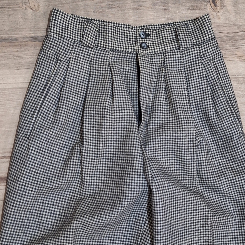 #1884 VTG EUC Giorgio S'Ant Angelo Pleated Checked High Waisted Trousers Sz. 4 - Picture 2 of 7